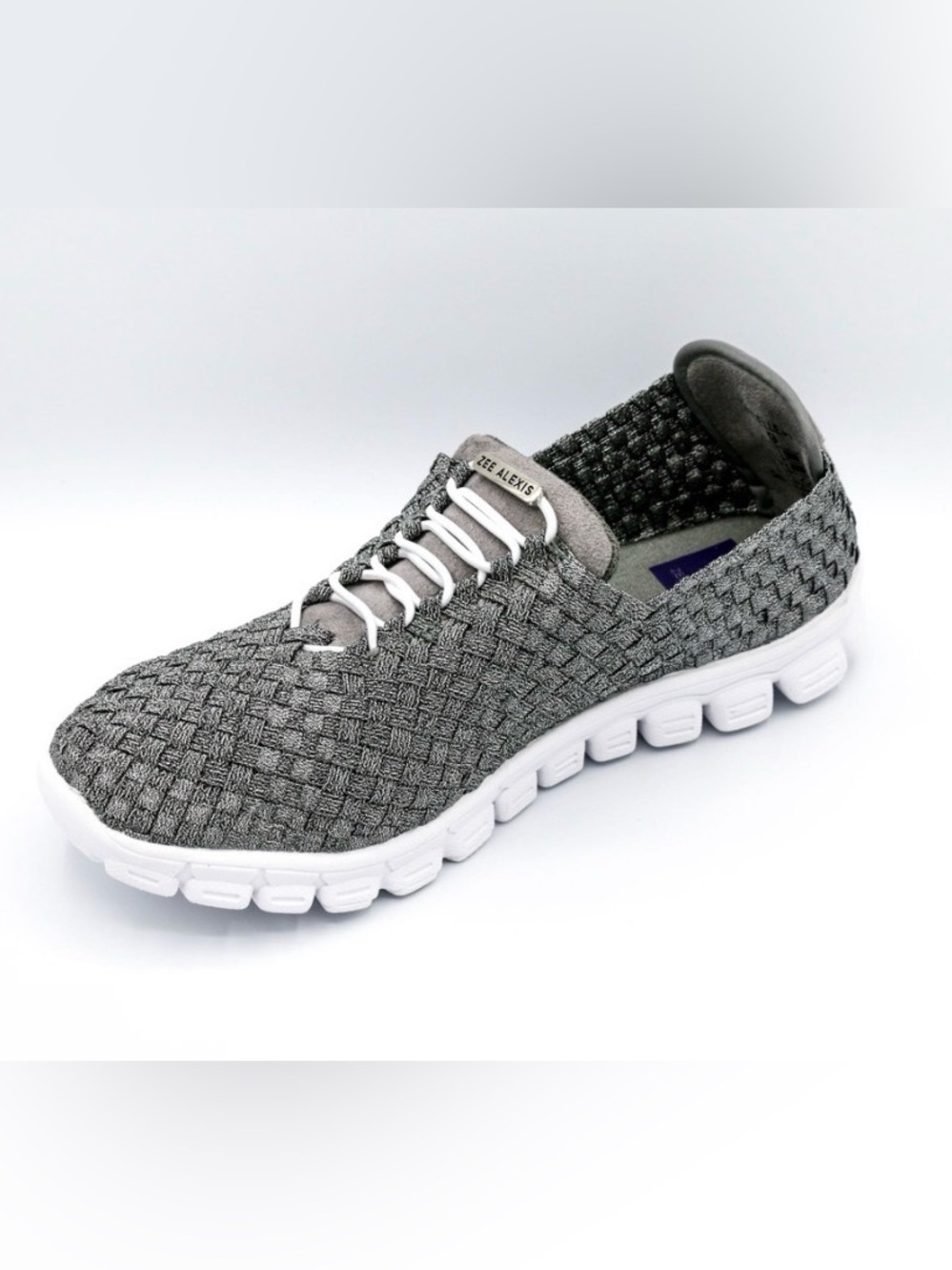 NWOB! Zee Alexis DANIELLE Pewter Metallic Woven Slip On Sneakers, 6